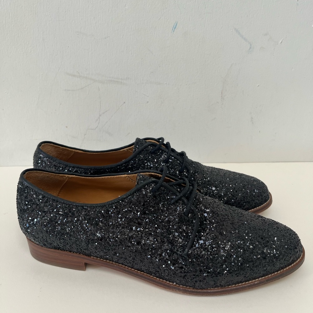 Bobbies Paris Black Glitter Oxford Shoes